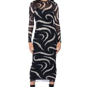Akira Black and Tan Swirl Dress